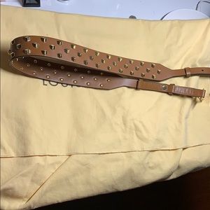 Leather bag strap color tan and gold